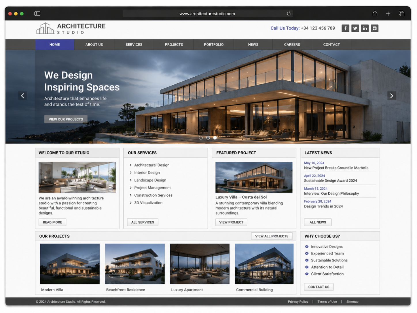 Architecture studio website before redesign