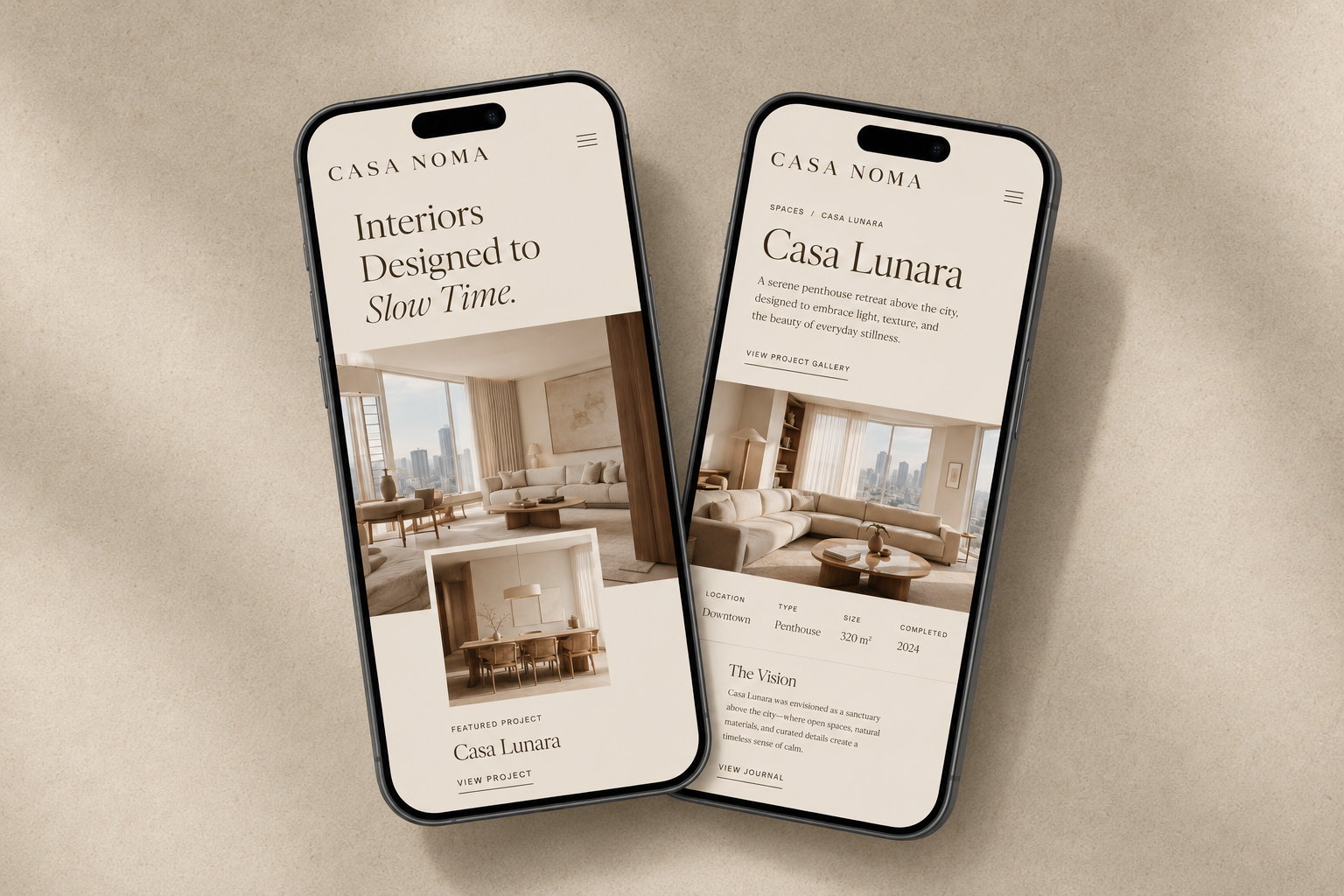 Interior Website — Mobile interior experience